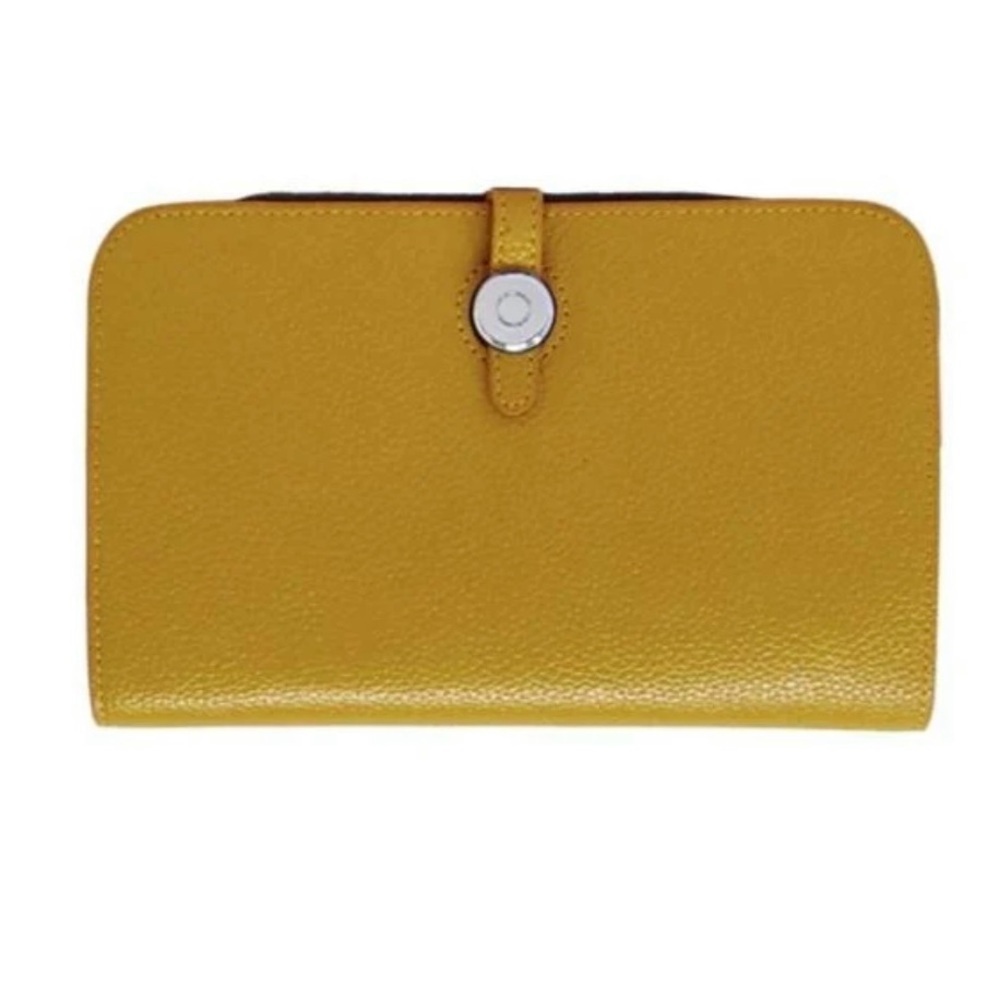 Elegant Yellow Leather Wallet Holds A Check Book